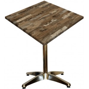 600mm Square Gentas Rustic Blockwood Heat Proof Table Top on Standard Aluminium Base